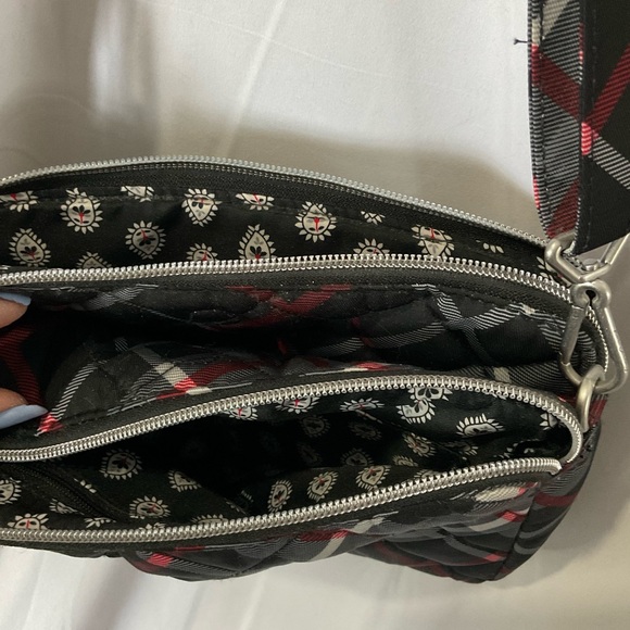 Vera Bradley Women’s Black/Red/Gray/White Plaid Crossbody Purse - Picture 9 of 12